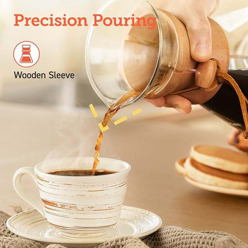 Heat Resistant Glass Drip Coffee Maker – Double Layer Stainless Steel Filter for Smooth Pour Over Brewing