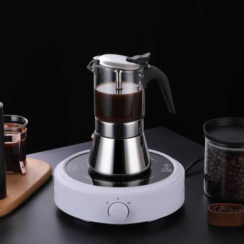 Glass & Stainless Steel Moka Pot – Induction Compatible