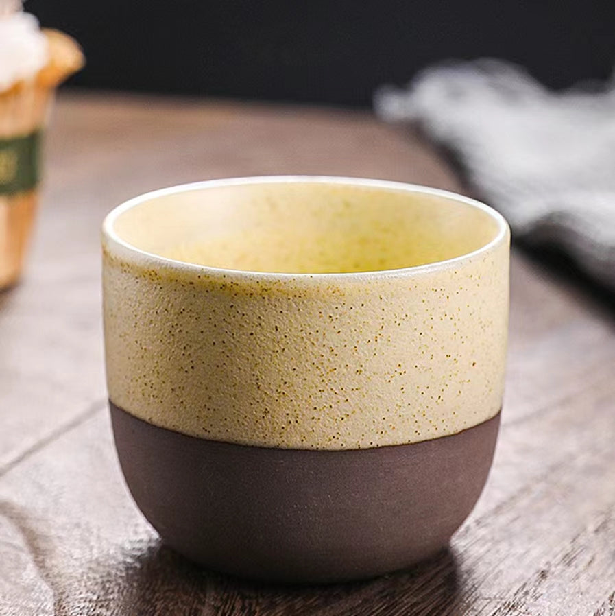 Retro Ceramic Espresso Cups Set of 4 | 135ml Colorful Speckled Pottery Coffee Cups
