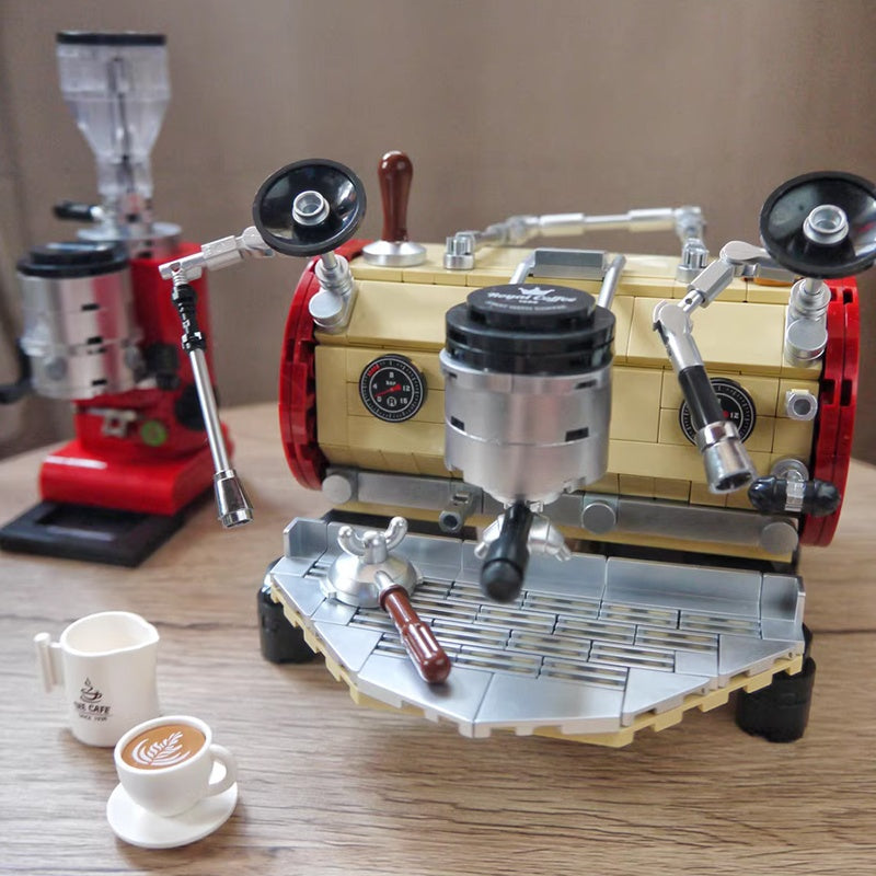 Vintage Coffee Machine & Grinder Building Block Set