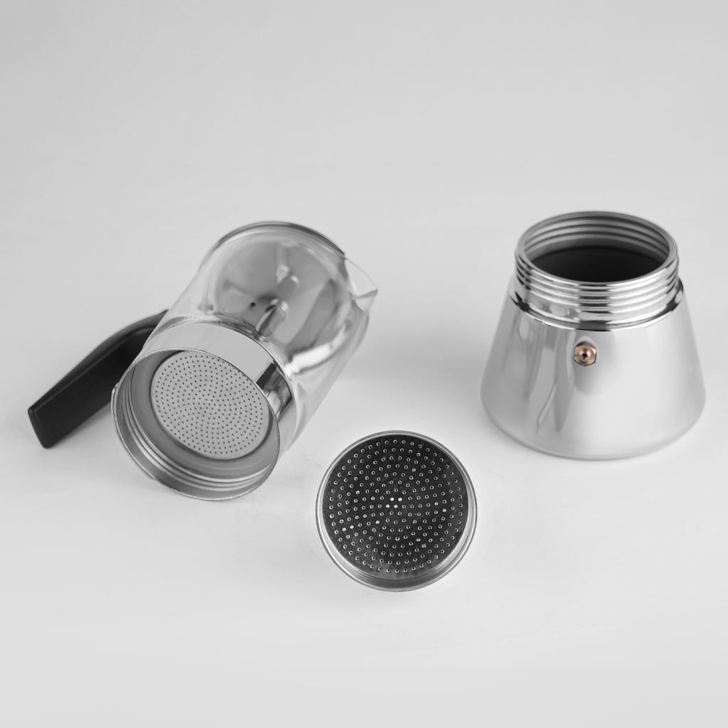 Glass & Stainless Steel Moka Pot – Induction Compatible