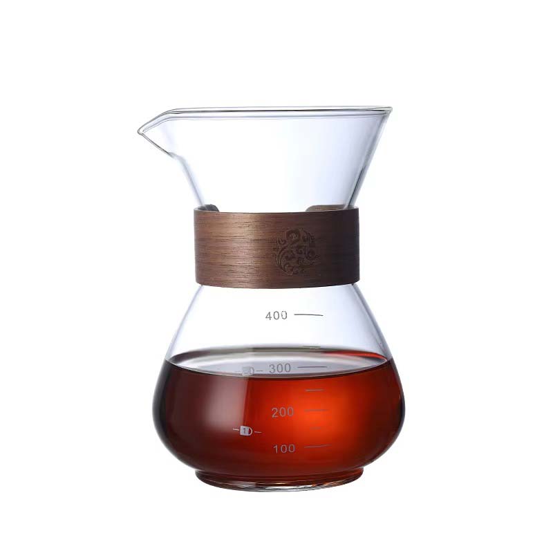 High Borosilicate Glass Hand Brew Coffee Pot – 304 Stainless Steel Filter Sharing Carafe for Home Use, 400ml