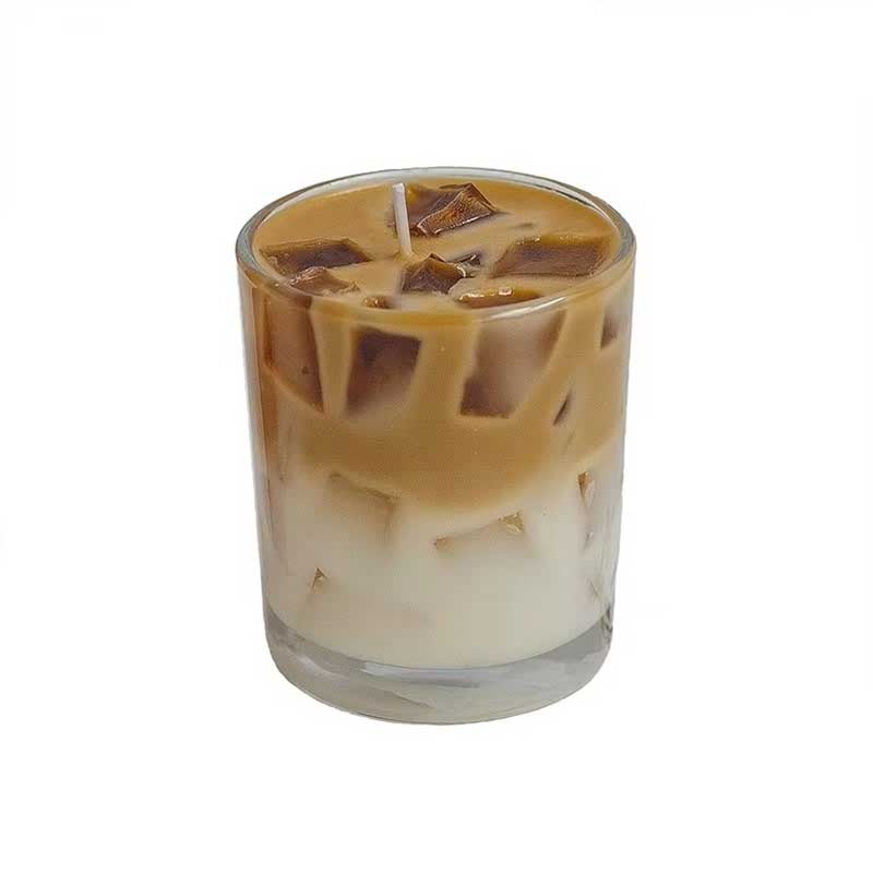 Iced Latte Coffee Scented Candle – Creative Smokeless Aromatherapy Candle in Reusable Glass Cup