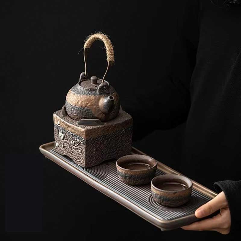 Japandi Stoneware Tea Set with Teapot & 2 Cups
