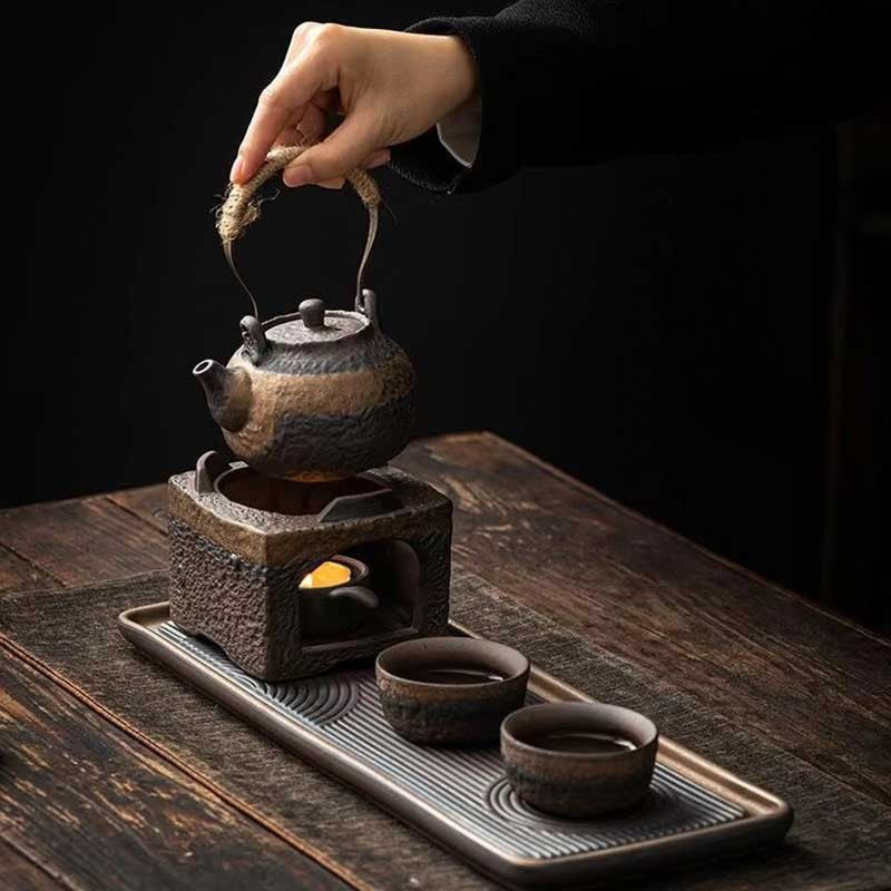 Japandi Stoneware Tea Set with Teapot & 2 Cups