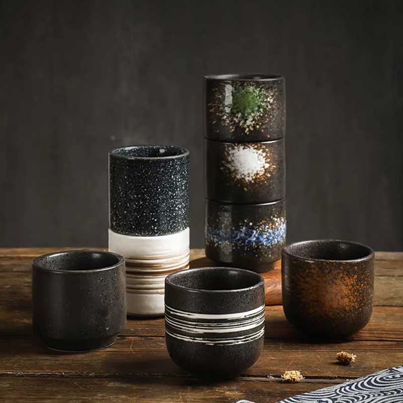 Japanese Style Ceramic Coffee Mug – Hand-Painted Porcelain Espresso and Sake Cup, Vintage Traditional Teacup