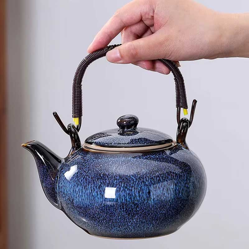 Japanese Style Ceramic Teapot Set with 6 Cups