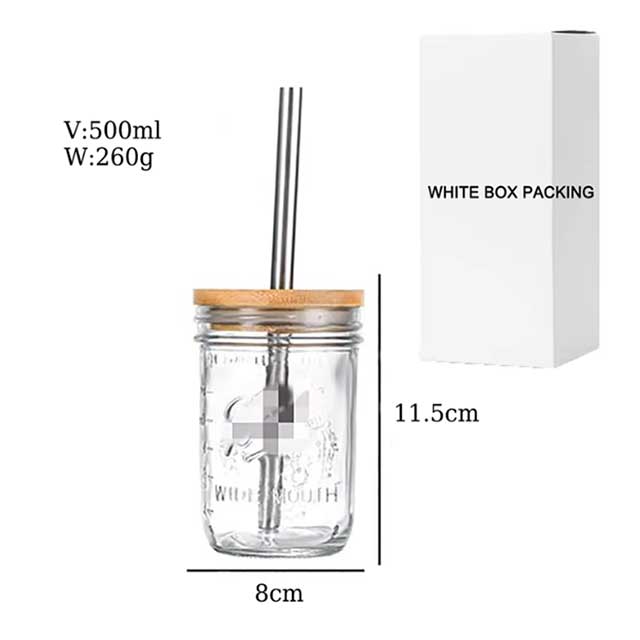 Reusable Glass Coffee Tumbler with Straw & Bamboo Lid – Modern Design