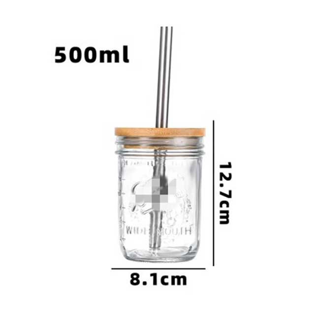 Reusable Glass Coffee Tumbler with Straw & Bamboo Lid – Modern Design