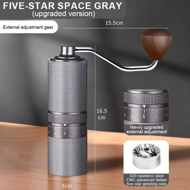 Manual Coffee Grinder – 60-Setting Adjustable Stainless Steel Burr with Aluminum Body