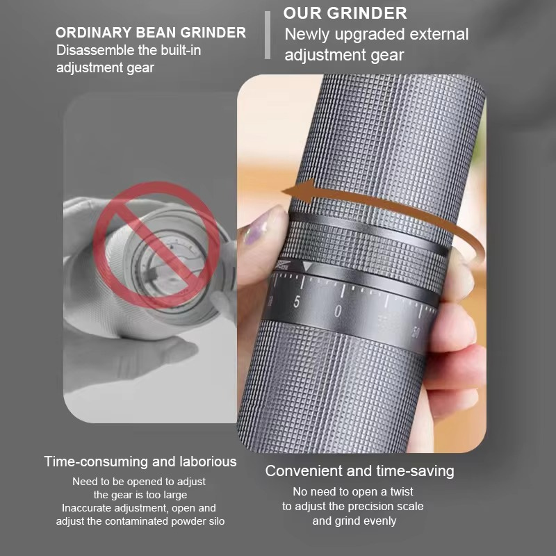 Manual Coffee Grinder – 60-Setting Adjustable Stainless Steel Burr with Aluminum Body