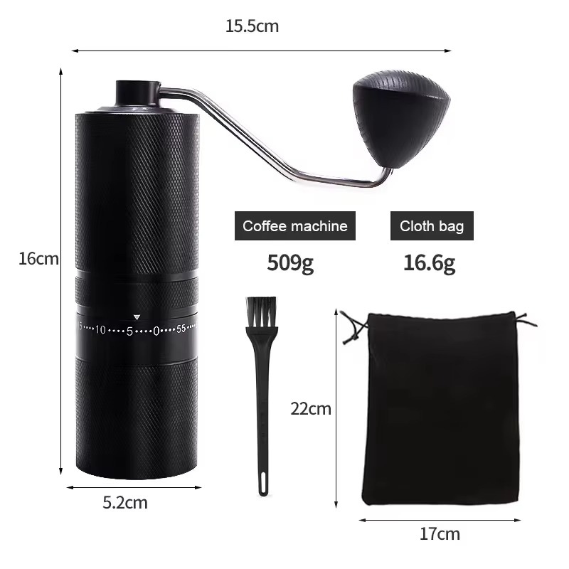 Manual Coffee Grinder – 60-Setting Adjustable Stainless Steel Burr with Aluminum Body