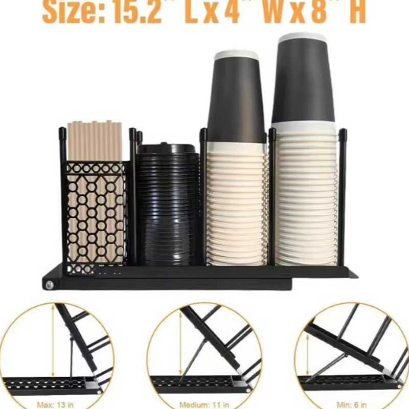 Metal Coffee Cup & Lid Holder with 4 Compartments