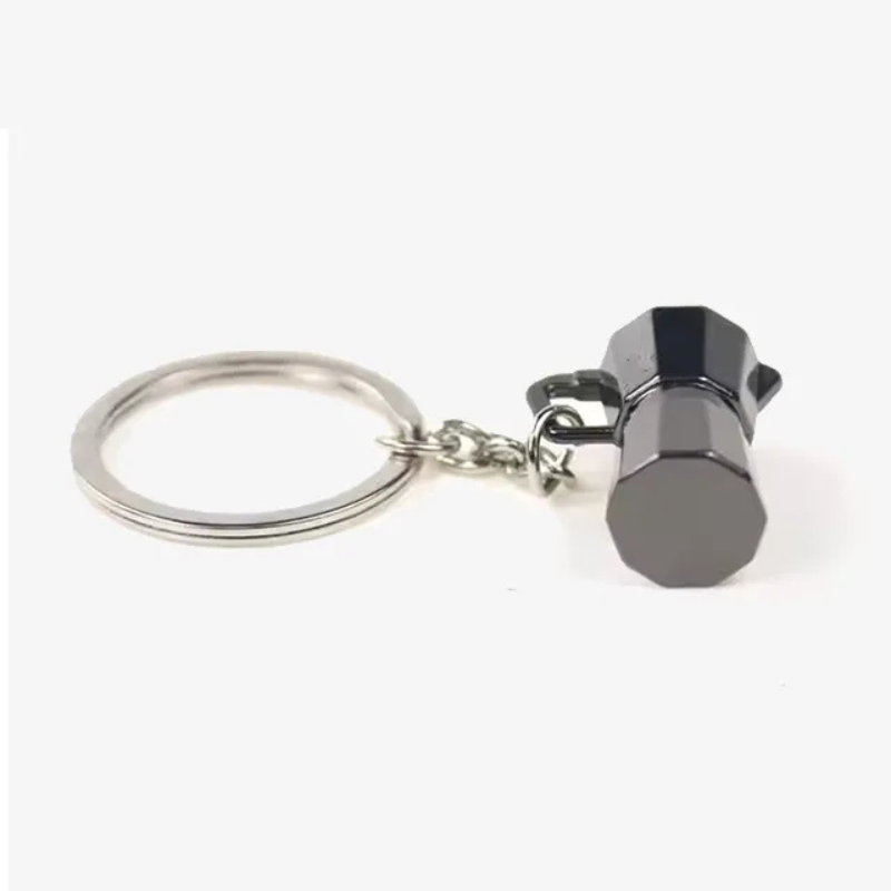 Mini Moka Pot Keychain – Metal Coffee Maker Design Keyring, Great Gift