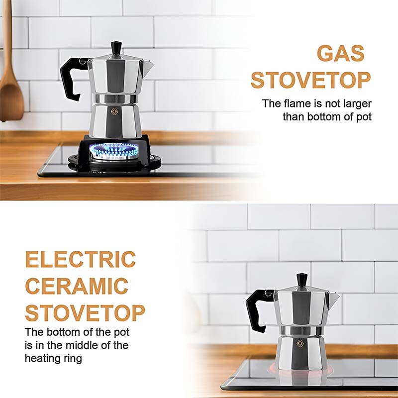 Modern Italian Style Aluminum Moka Pot – Stovetop Espresso Coffee Maker