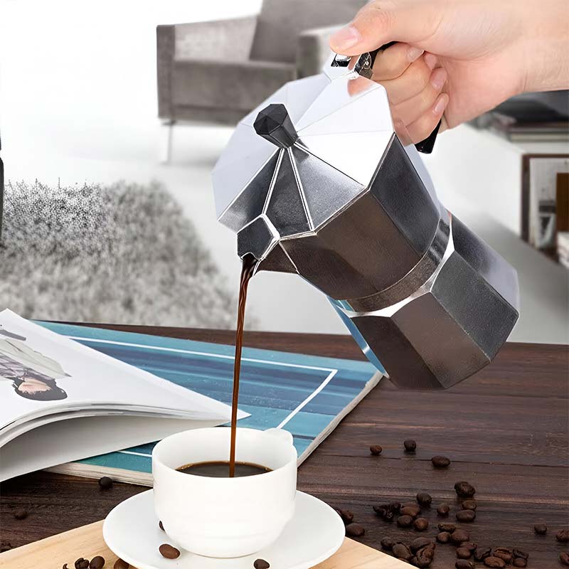Modern Italian Style Aluminum Moka Pot – Stovetop Espresso Coffee Maker