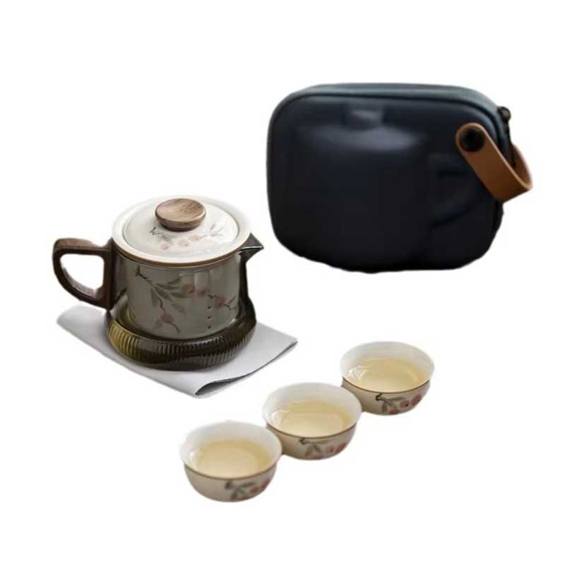Portable Ceramic Kung Fu Tea Set with Carry Case