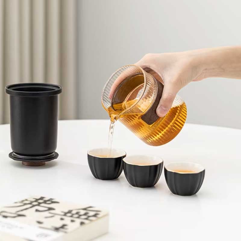 Portable Ceramic Tea Set for Travel & Camping