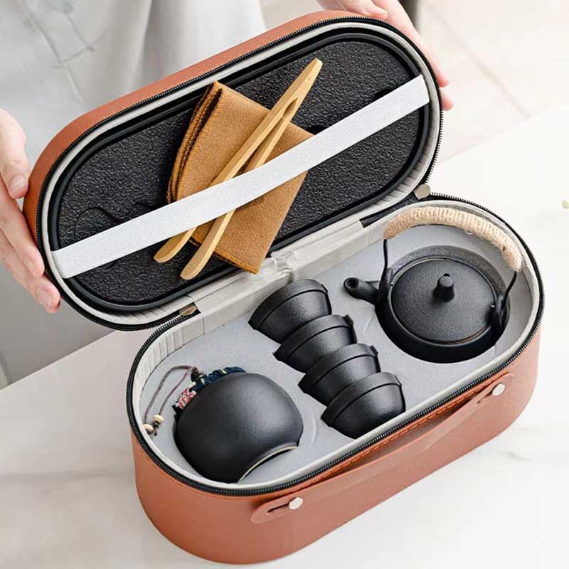 Portable Ceramic Tea Set – Travel Brewing Kit with Compact Carry Case