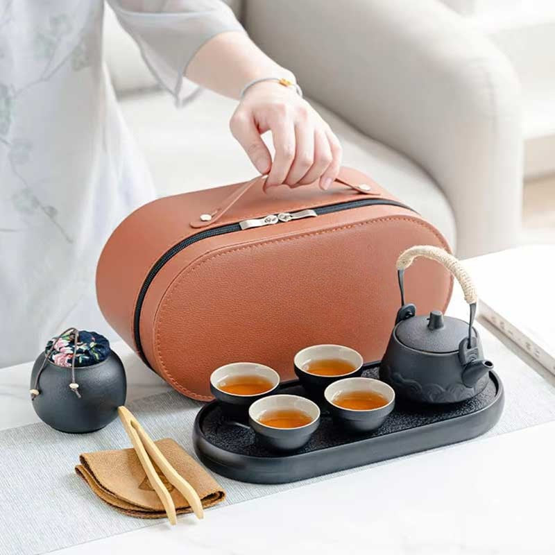 Portable Ceramic Tea Set – Travel Brewing Kit with Compact Carry Case