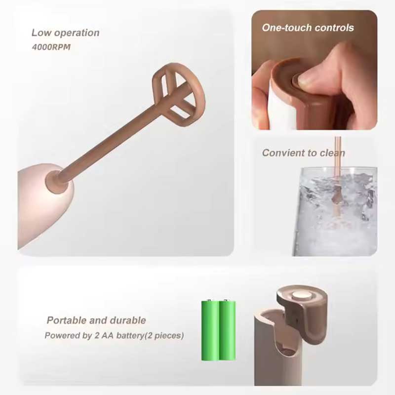 Portable Handheld Electric Milk Frother – Battery-Operated Matcha and Coffee Whisk