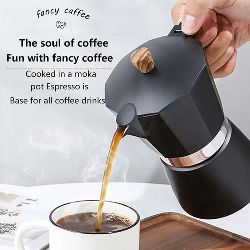 Portable Moka Pot – Stovetop Aluminum Espresso Coffee Maker with Classic Design