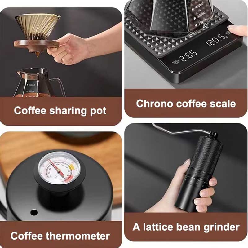 All-in-One Pour Over Coffee Kit – Portable Premium Set with Grinder & Gooseneck Kettle
