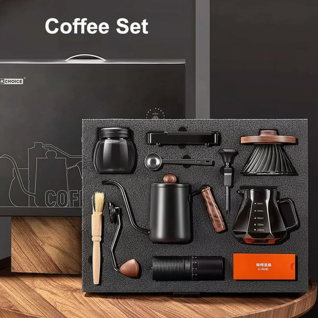 All-in-One Pour Over Coffee Kit – Portable Premium Set with Grinder & Gooseneck Kettle