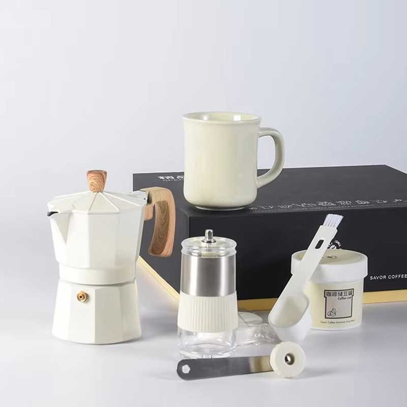 Premium Stovetop Full Set – Portable Moka Pot Kit with Grinder & Storage Box