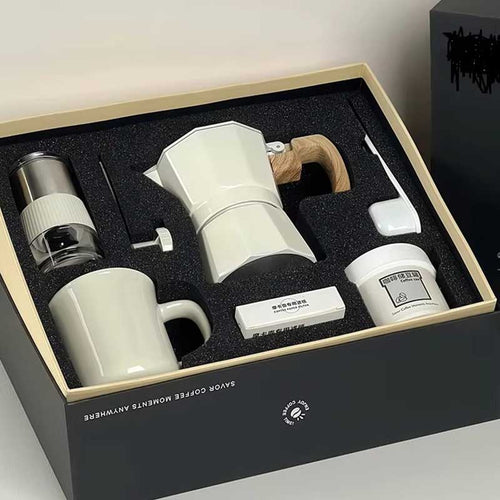 Premium Stovetop Full Set – Portable Moka Pot Kit with Grinder & Storage Box Coffee&Co.