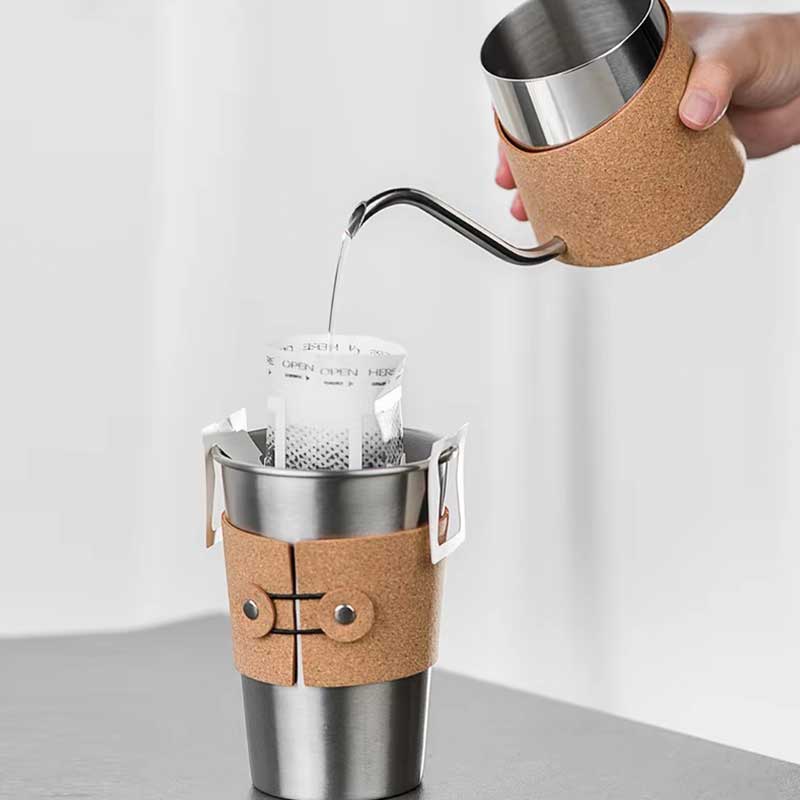 Portable Pour Over Coffee Set with Leather Travel Case