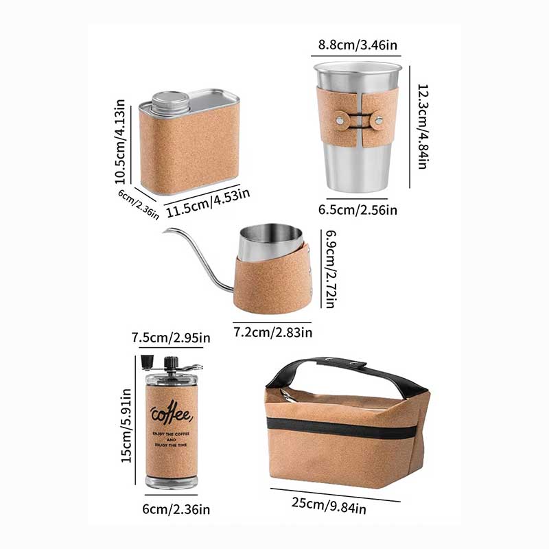 Portable Pour Over Coffee Set with Leather Travel Case