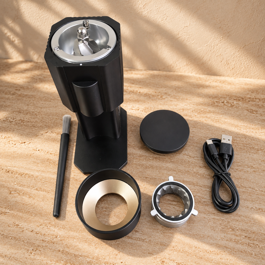 BZ02 One-Touch Portable Coffee Grinder –– 38mm 6-Star SUS420 Conical Burrs