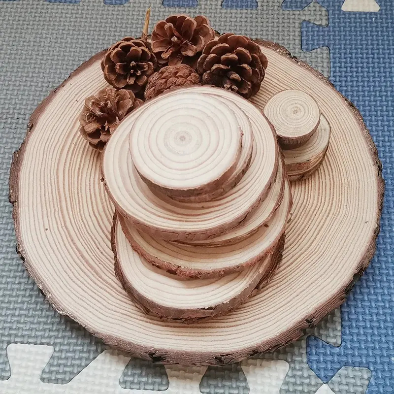 Raw Wood Round Coaster – 8–10cm×10cm Natural Pinewood Mug Holder for Coffee, Tea, and Party Decor