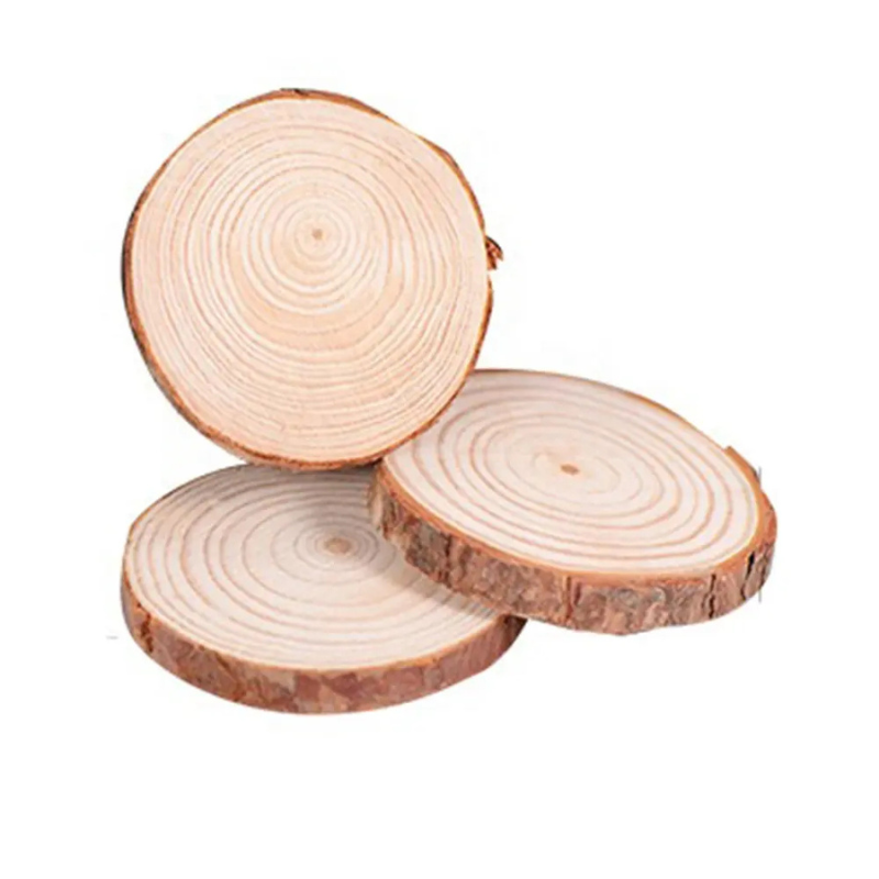 Raw Wood Round Coaster – 8–10cm×10cm Natural Pinewood Mug Holder for Coffee, Tea, and Party Decor