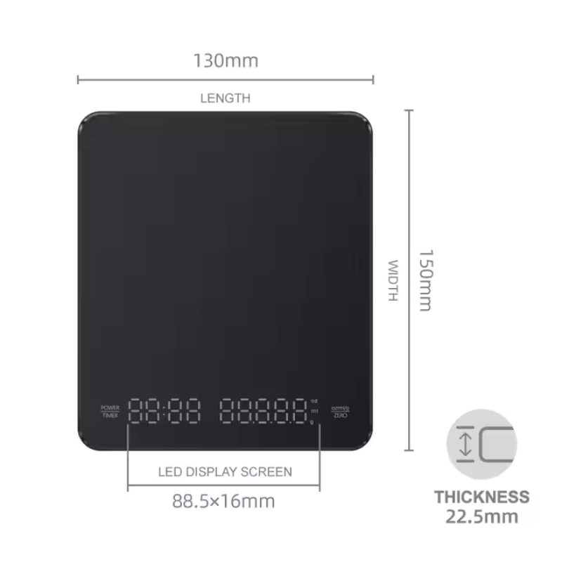 Rechargeable Drip Coffee Scale – Compact Digital 3kg Scale with Timer for Kitchen Use