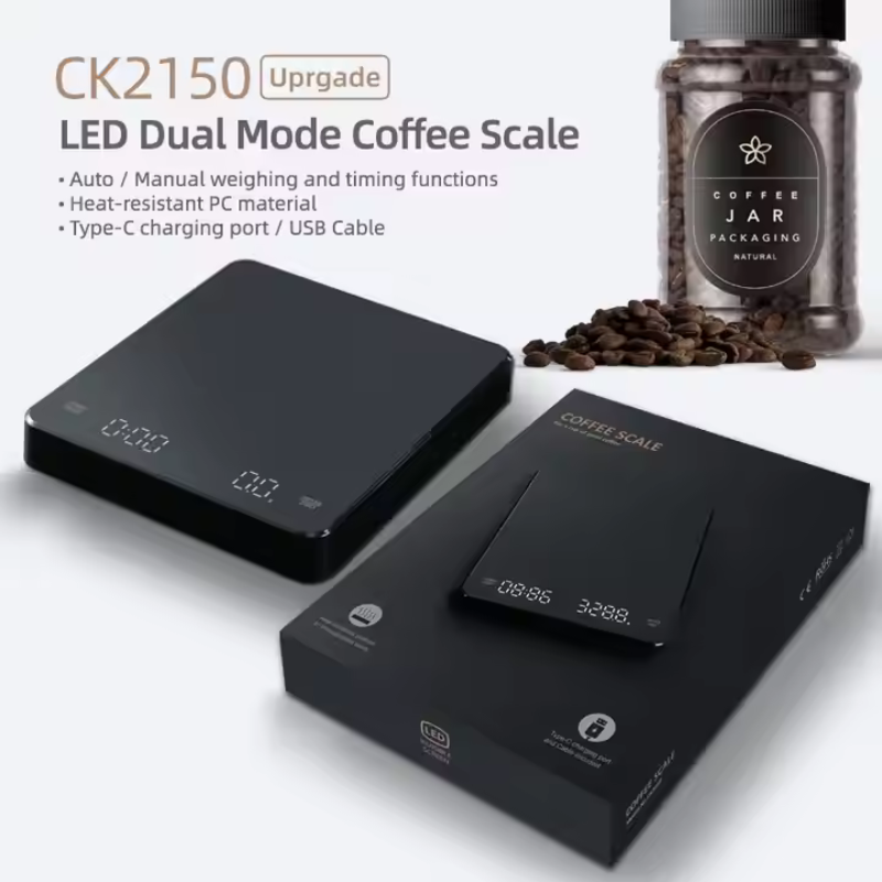 Rechargeable Drip Coffee Scale – Compact Digital 3kg Scale with Timer for Kitchen Use