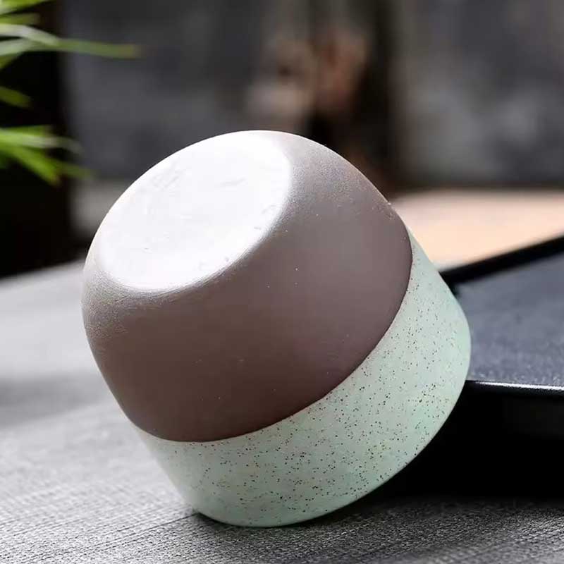 Retro Ceramic Espresso Cup – Colorful Rough Pottery with Frosted Textured Finish and Speckled Design