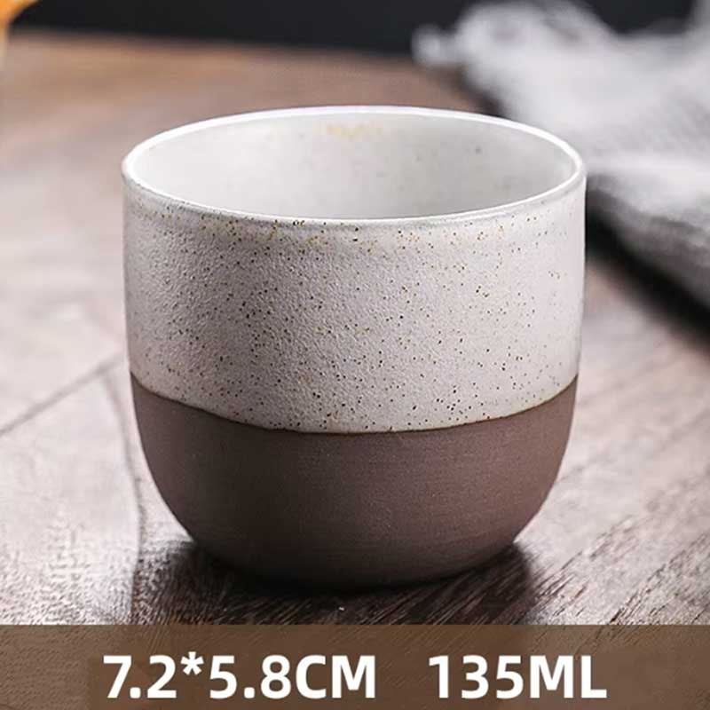 Retro Ceramic Espresso Cup – Colorful Rough Pottery with Frosted Textured Finish and Speckled Design