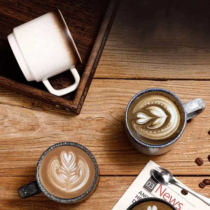 Retro Style Ceramic Coffee Mug – 300ml Porcelain Cup for Hotel and Restaurant Use