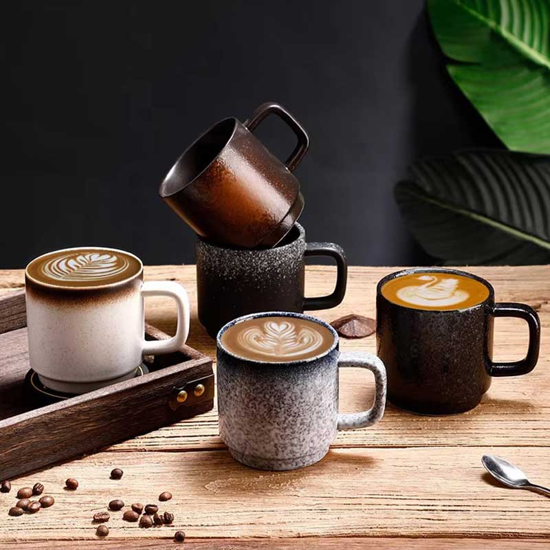 Retro Style Ceramic Coffee Mug – 300ml Porcelain Cup for Hotel and Restaurant Use