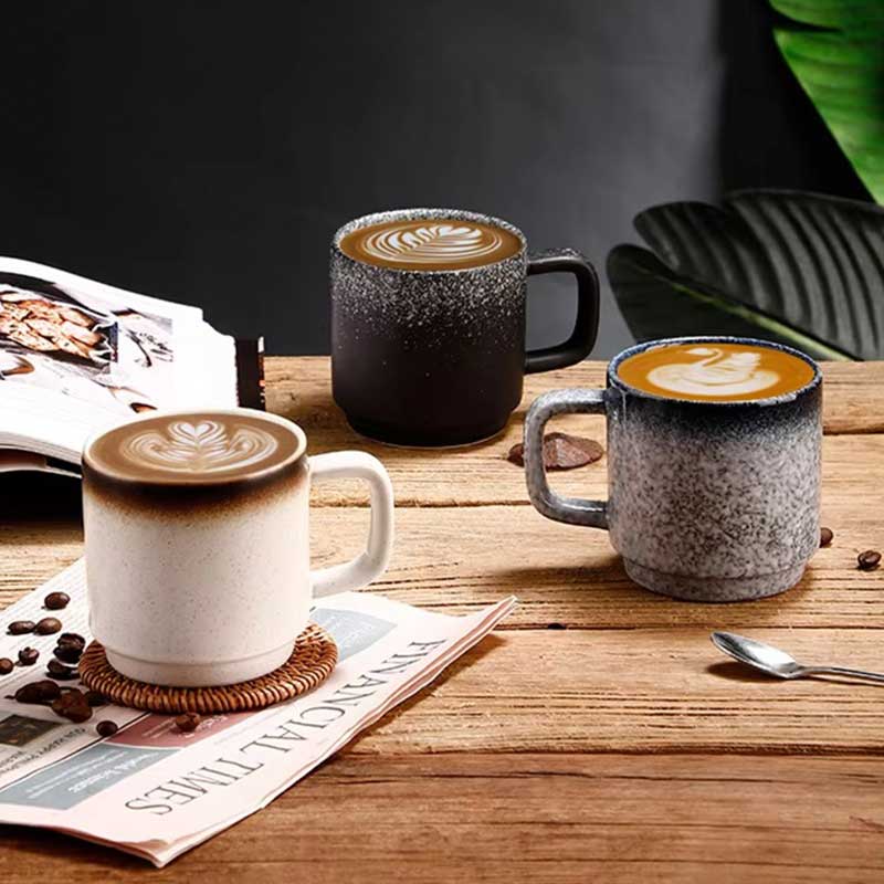 Retro Style Ceramic Coffee Mug – 300ml Porcelain Cup for Hotel and Restaurant Use