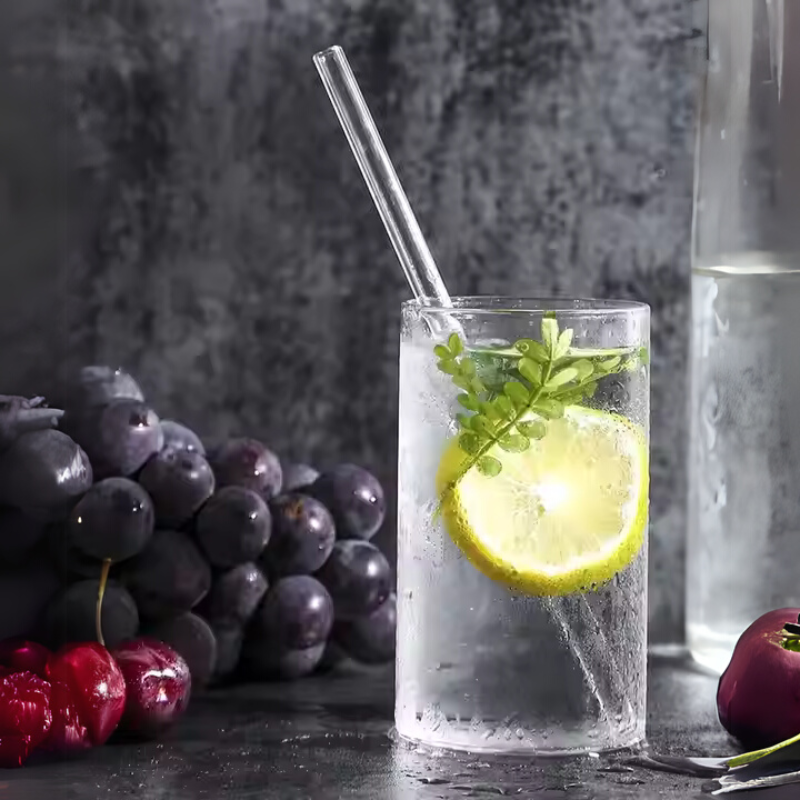Reusable BPA-Free Straw Set – Straight and Bent Glass Straws with Cleaning Brushes for Tumblers and Boba Cups