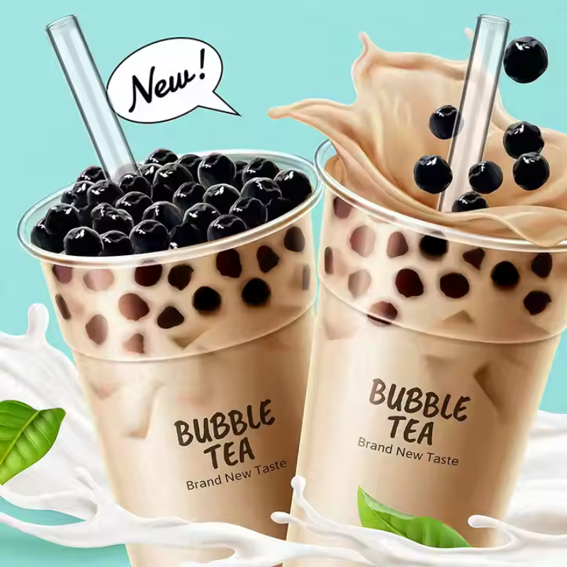 Reusable BPA-Free Straw Set – Straight and Bent Glass Straws with Cleaning Brushes for Tumblers and Boba Cups