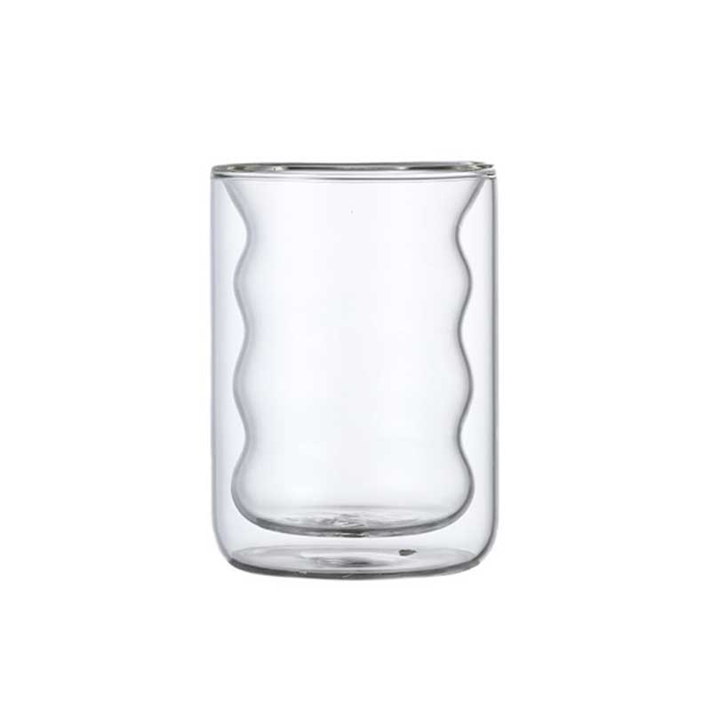 Rippled Double Layer Heat Resistant Glass Cup – Borosilicate Glass with Colorful Liner for Coffee or Candle Use
