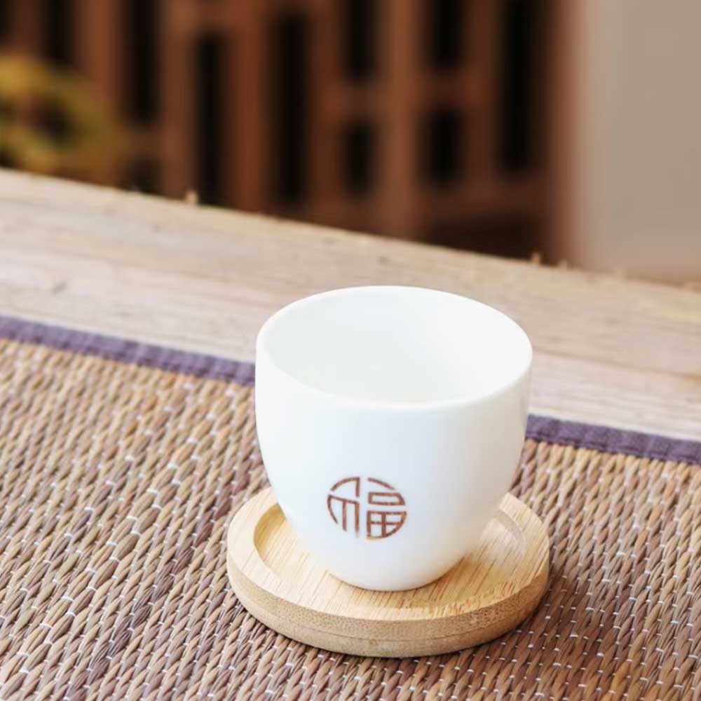 Round Bamboo Coaster Tray for Coffee & Tea