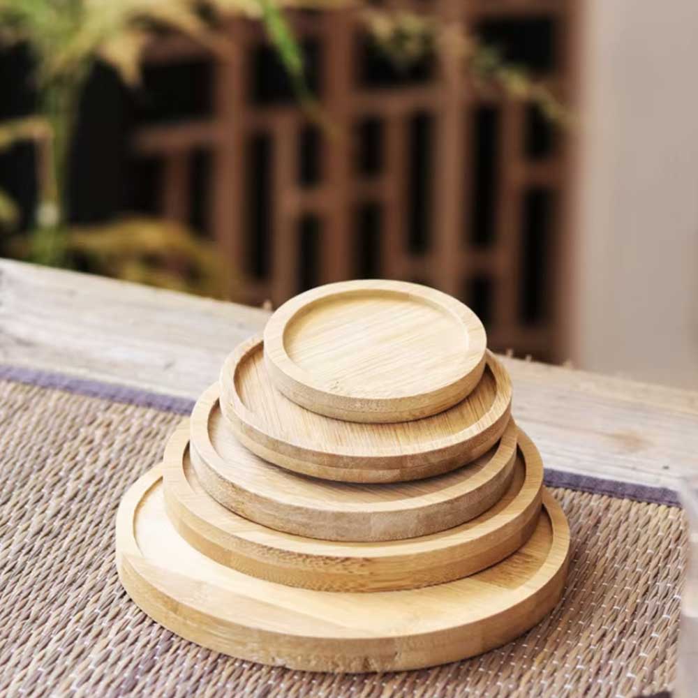 Round Bamboo Coaster Tray for Coffee & Tea