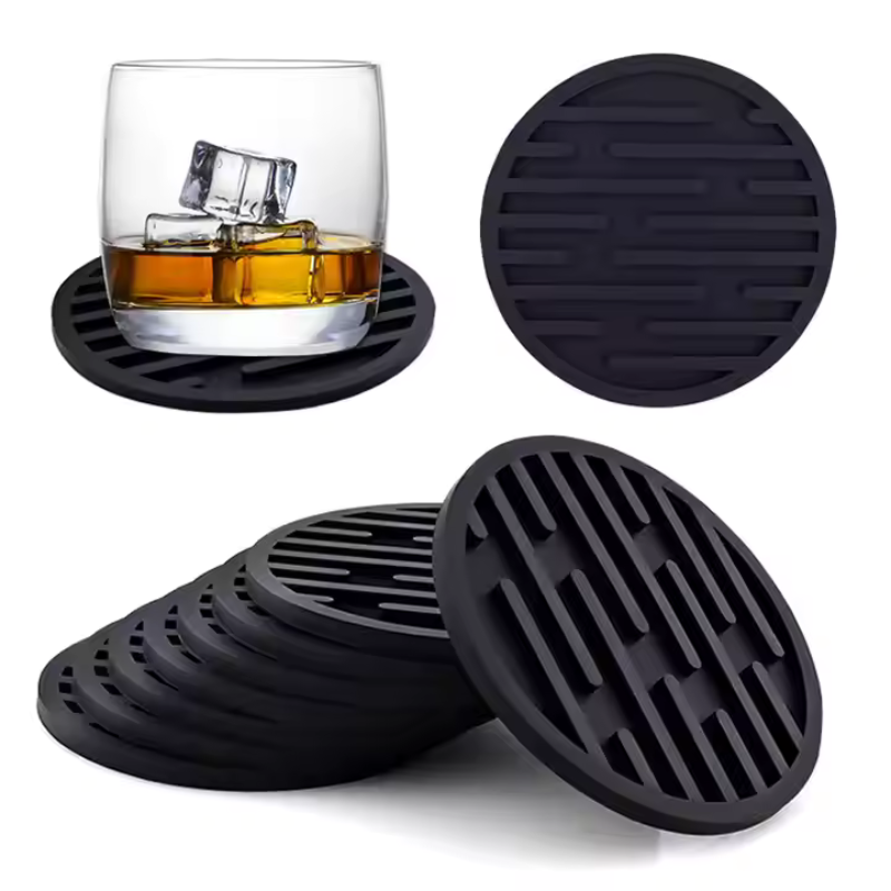 Round Silicone Drink Coasters – 10×10×0.5cm Washable, Durable, and Heat-Resistant Coffee Cup Mats