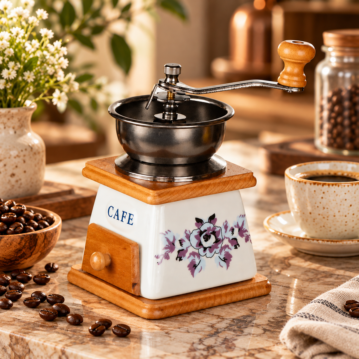Vintage Manual Ceramic Coffee Grinder