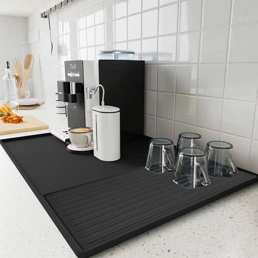 Silicone Coffee Mat with Raised Edge for Espresso Setup